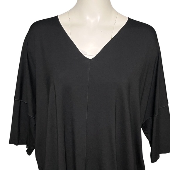 OSKA Women's Black Top Size 4 12/14 Large Slinky Knit Tunic Lagenlook Boxy Comfy - Picture 2 of 8